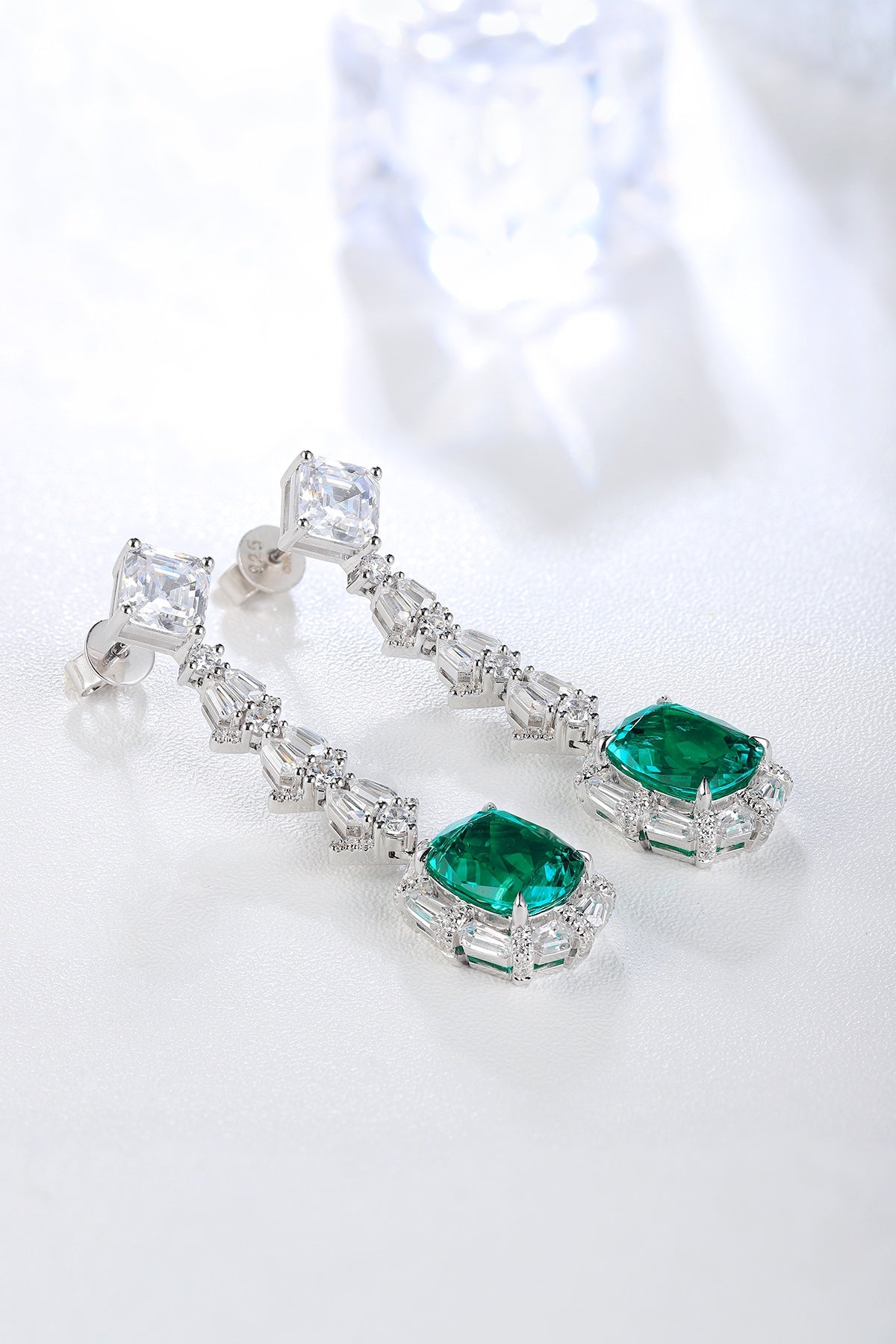 Pirmiana New Arrival S925 Silver 5.68ct Lab Grown Emerald Stainless Steel Earrings for Women