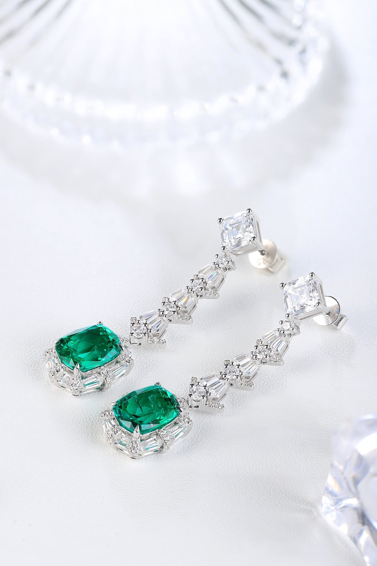 Pirmiana New Arrival S925 Silver 5.68ct Lab Grown Emerald Stainless Steel Earrings for Women