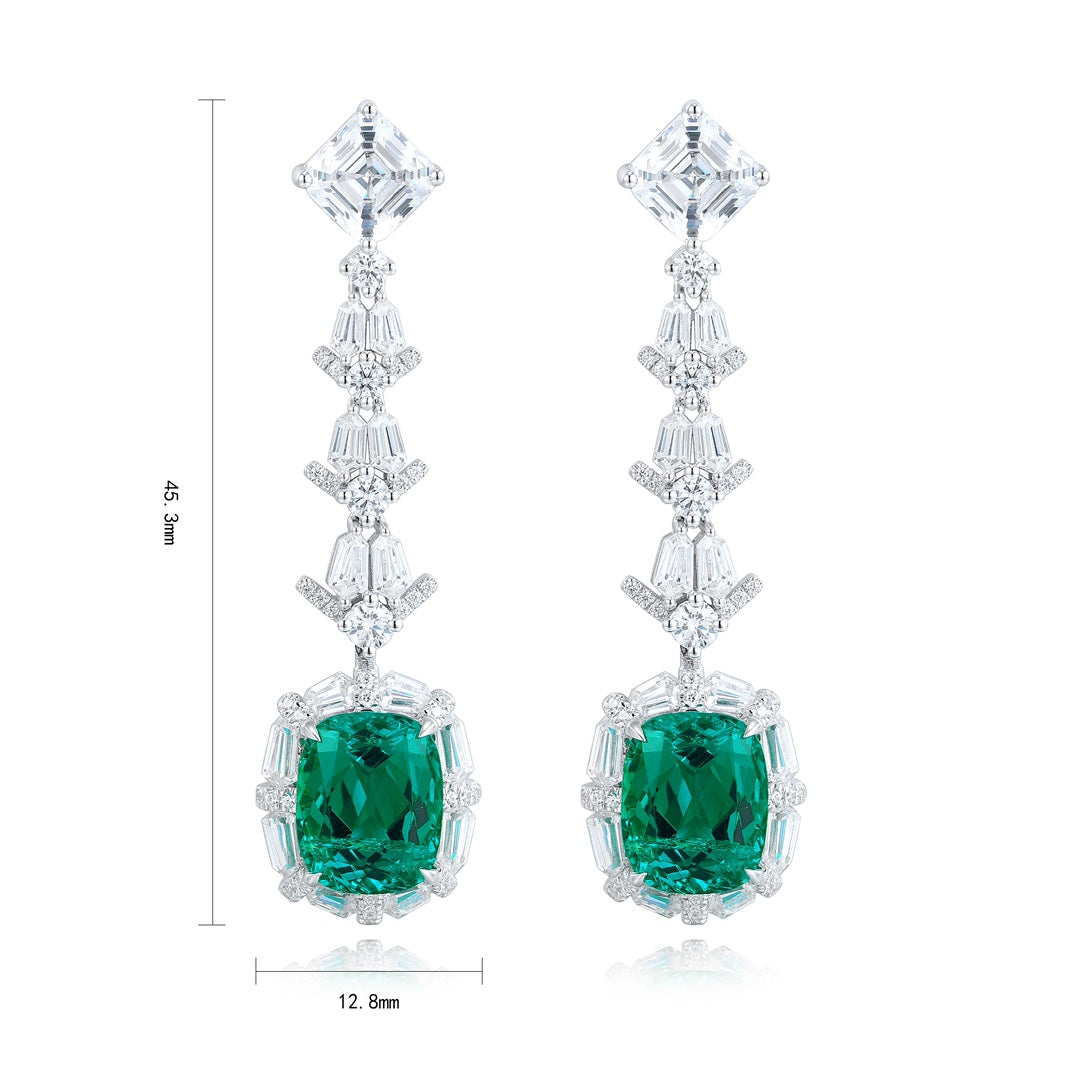 Pirmiana New Arrival S925 Silver 5.68ct Lab Grown Emerald Stainless Steel Earrings for Women