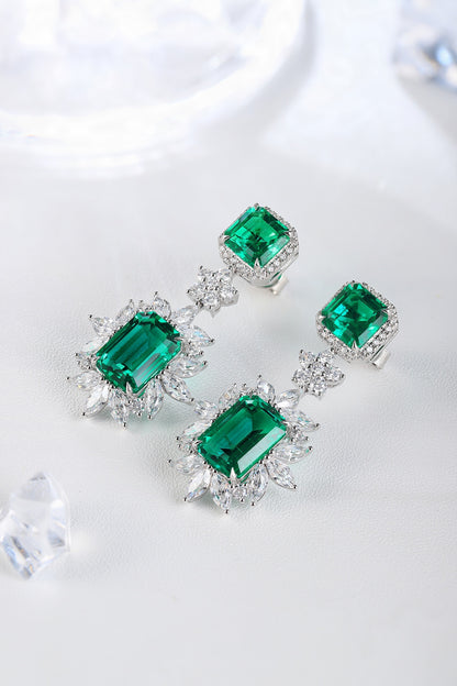 Pirmiana New Arrival S925 Silver 7.73ct Lab Grown Emerald Stainless Steel Earrings for Women
