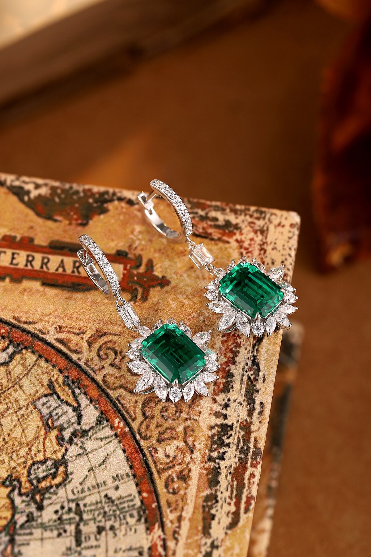 Pirmiana New Arrival S925 Silver 9.22ct Lab Grown Emerald Stainless Steel Earrings for Women