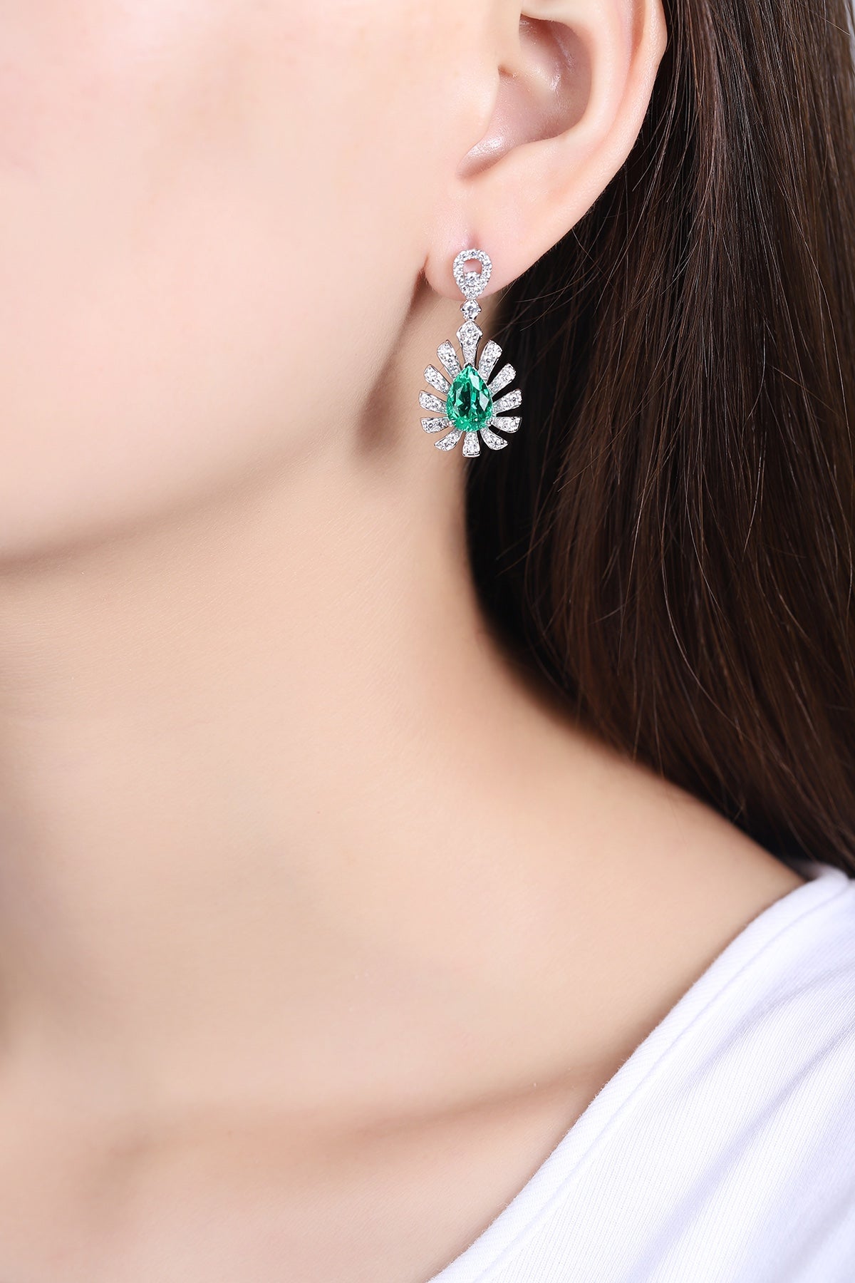 Pirmiana New Arrival S925 Silver 3.5ct Lab Grown Emerald Stainless Steel Earrings for Women