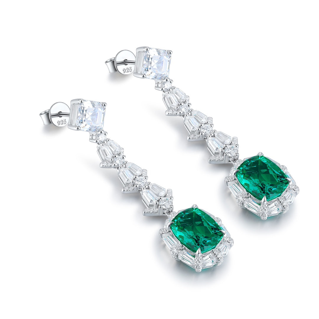 Pirmiana New Arrival S925 Silver 5.68ct Lab Grown Emerald Stainless Steel Earrings for Women