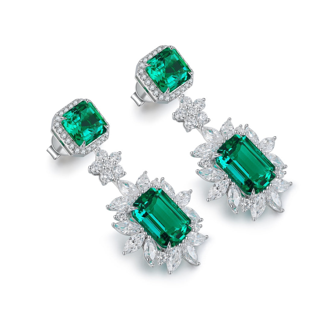 Pirmiana New Arrival S925 Silver 9.22ct Lab Grown Emerald Stainless Steel Earrings for Women