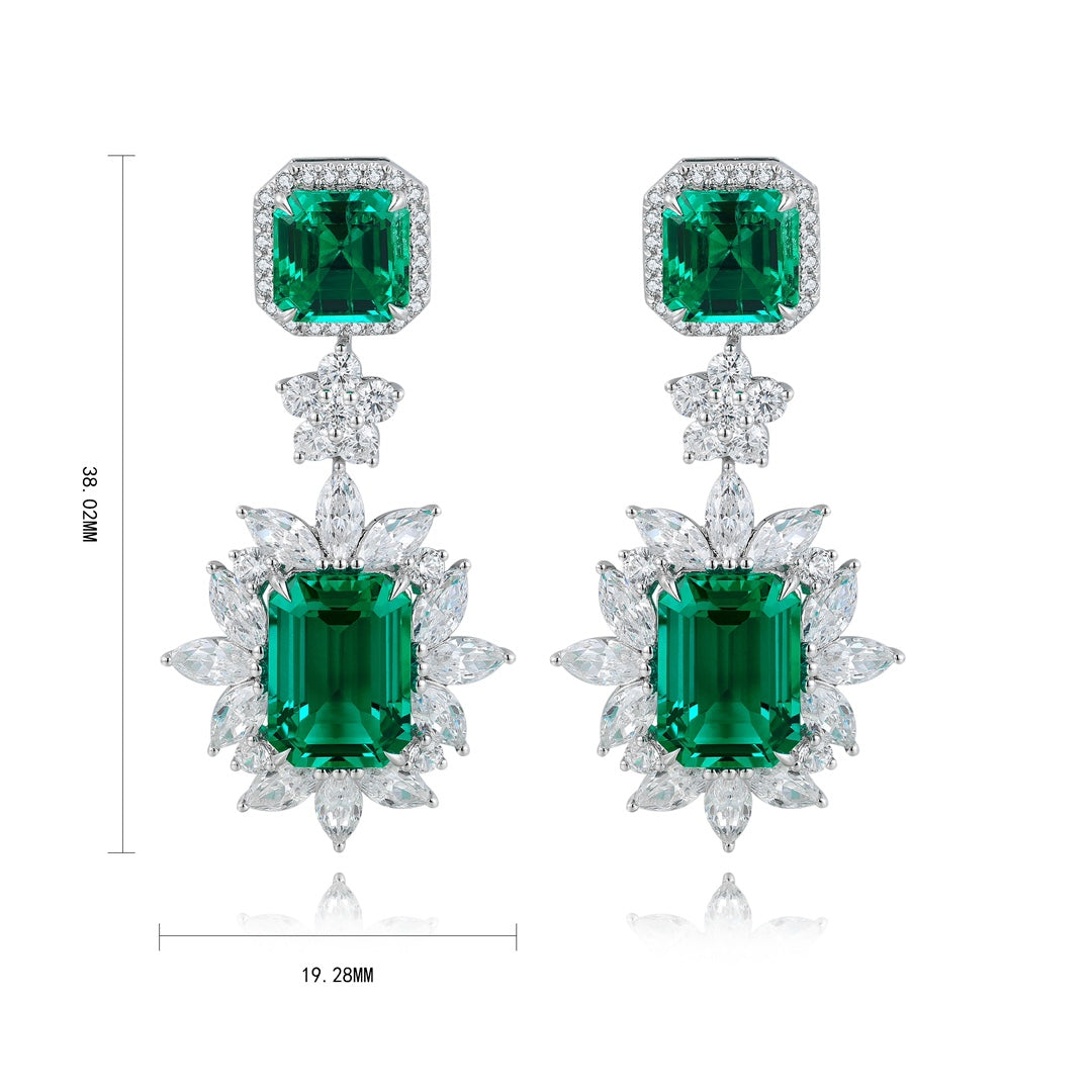 Pirmiana New Arrival S925 Silver 9.22ct Lab Grown Emerald Stainless Steel Earrings for Women