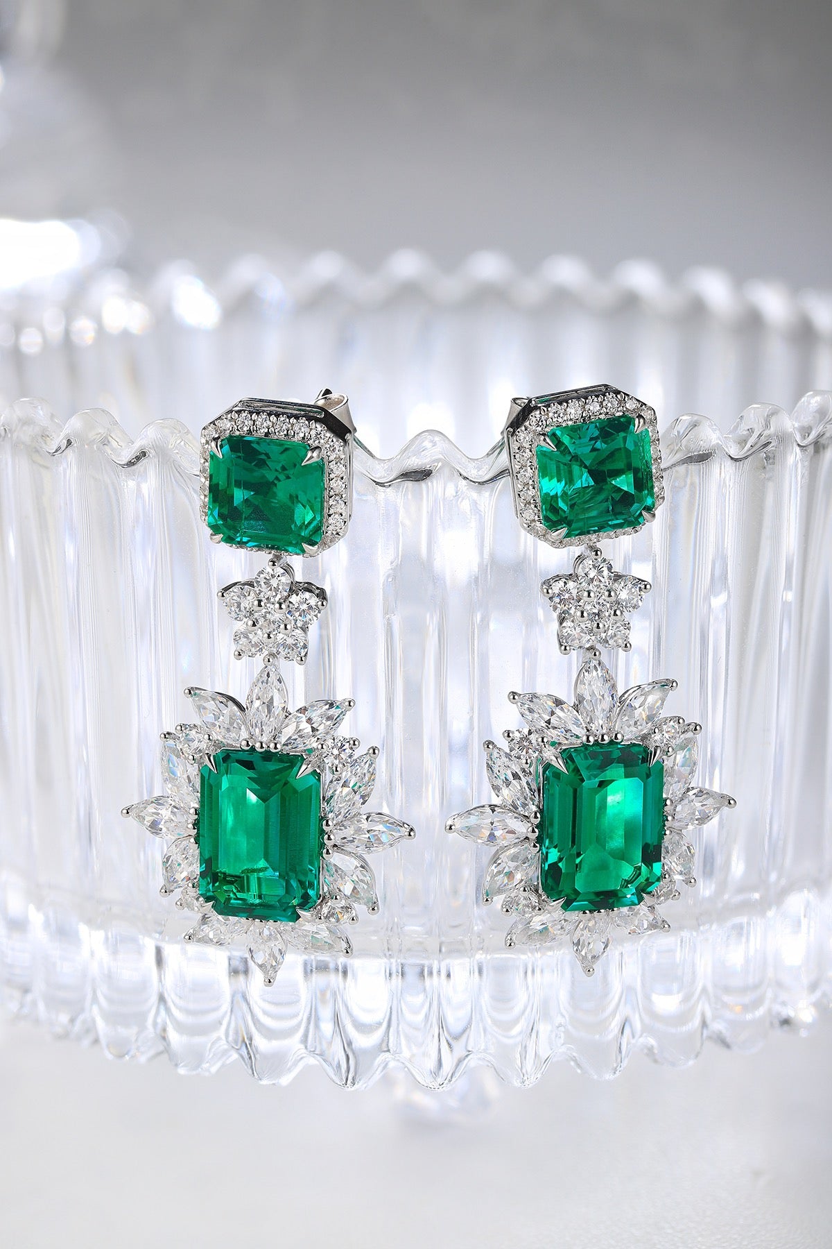 Pirmiana New Arrival S925 Silver 9.22ct Lab Grown Emerald Stainless Steel Earrings for Women