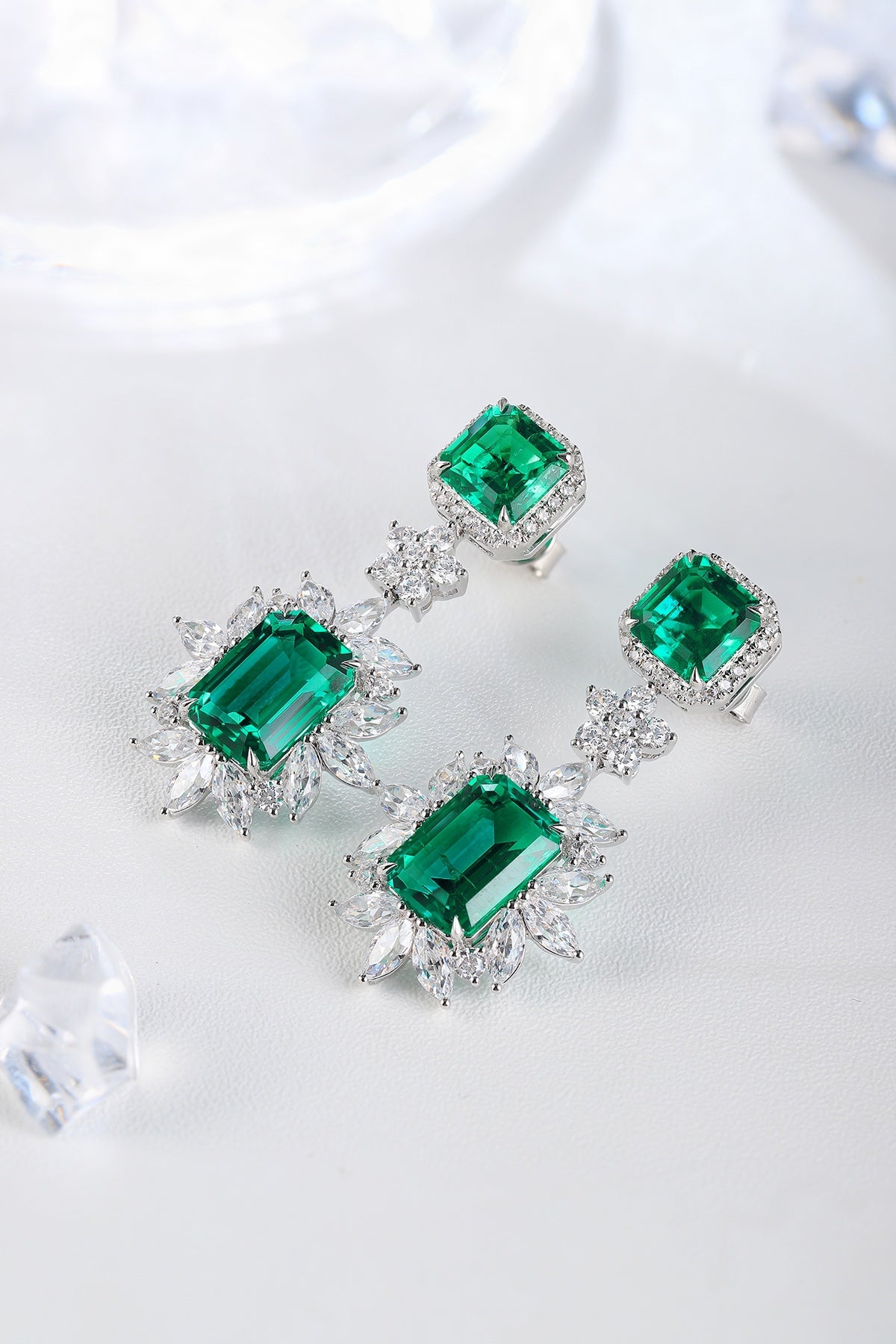 Pirmiana New Arrival S925 Silver 9.22ct Lab Grown Emerald Stainless Steel Earrings for Women