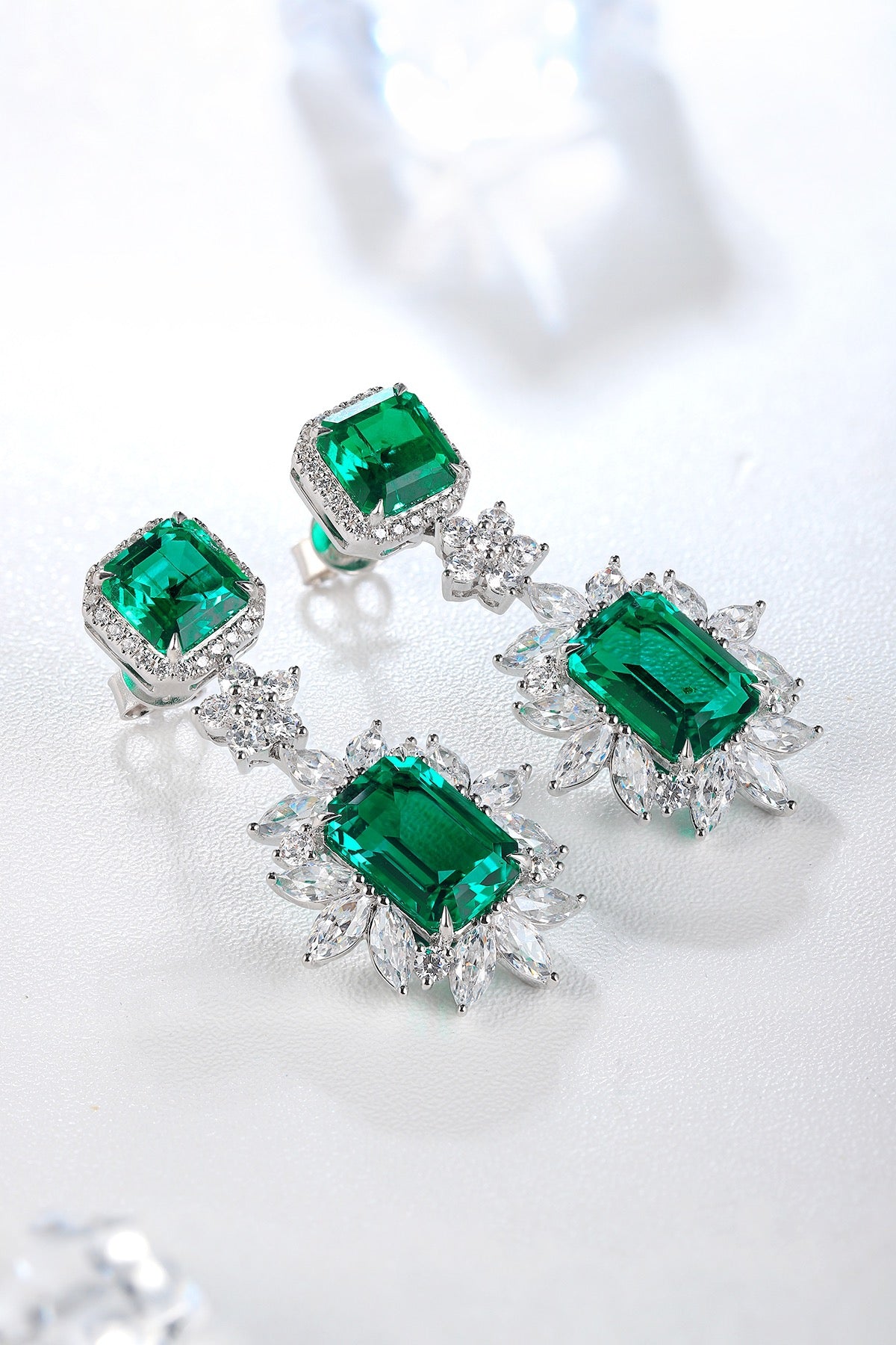 Pirmiana New Arrival S925 Silver 9.22ct Lab Grown Emerald Stainless Steel Earrings for Women