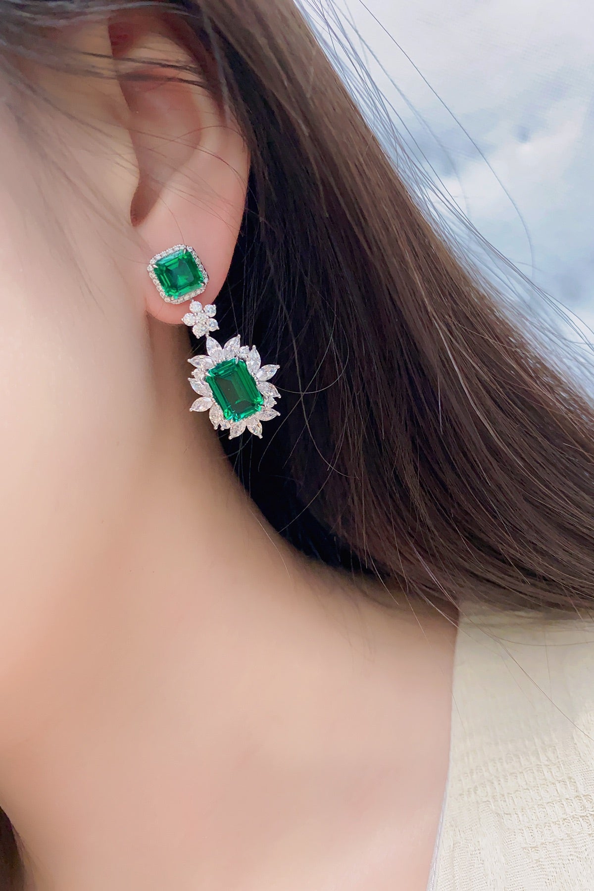 Pirmiana New Arrival S925 Silver 9.22ct Lab Grown Emerald Stainless Steel Earrings for Women