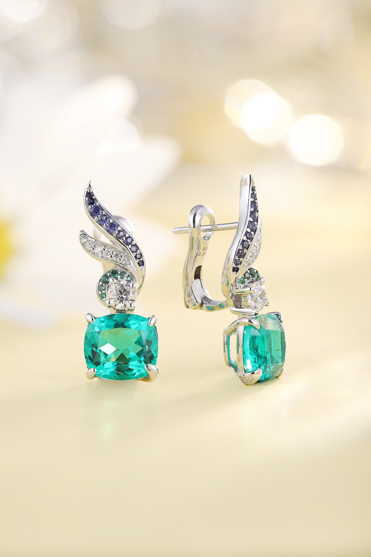 Pirmiana New Arrival S925 Silver 4.55ct Lab Grown Emerald Stainless Steel Earrings for Women