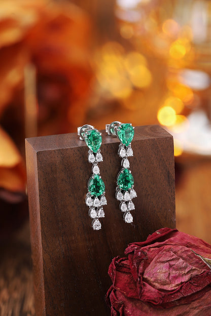 Pirmiana New Arrival S925 Silver 2.75ct Lab Grown Emerald Stainless Steel Earrings for Women