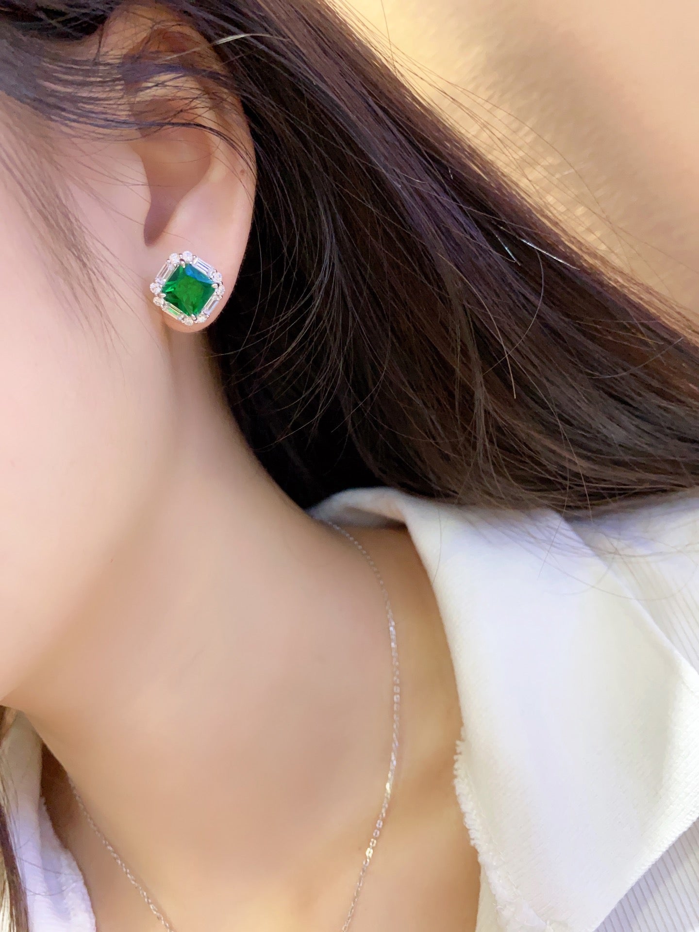 Pirmiana New Arrival S925 Silver 4.38ct Lab Grown Emerald Stainless Steel Earrings for Women
