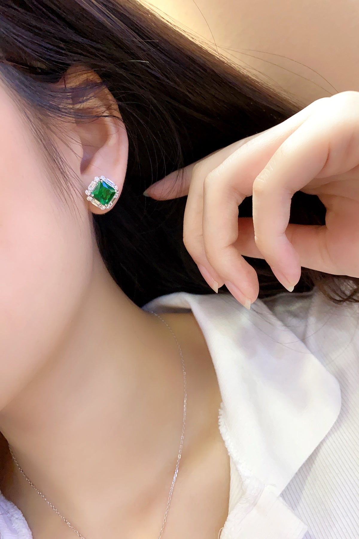 Pirmiana New Arrival S925 Silver 4.38ct Lab Grown Emerald Stainless Steel Earrings for Women