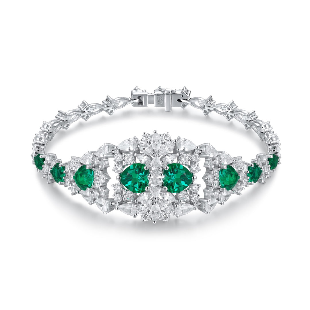 Pirmiana New Custom Design S925 Silver 5.32ct Lab Grown Emerald Bracelet Fashion Jewwelry for Party Gift