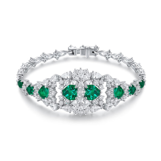 Pirmiana New Custom Design S925 Silver 5.32ct Lab Grown Emerald Bracelet Fashion Jewwelry for Party Gift
