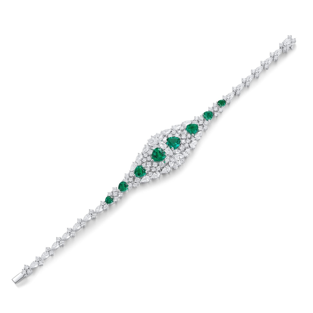 Pirmiana New Custom Design S925 Silver 5.32ct Lab Grown Emerald Bracelet Fashion Jewwelry for Party Gift
