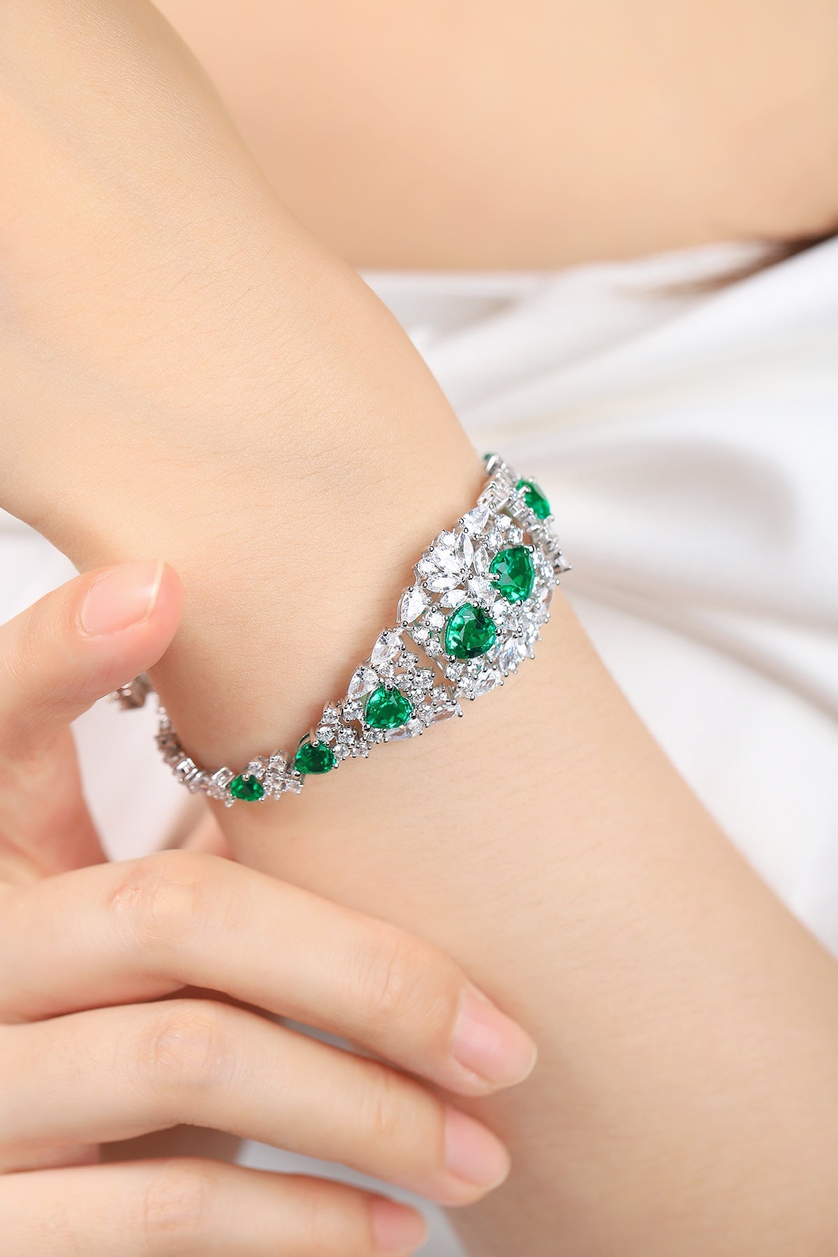 Pirmiana New Custom Design S925 Silver 5.32ct Lab Grown Emerald Bracelet Fashion Jewwelry for Party Gift