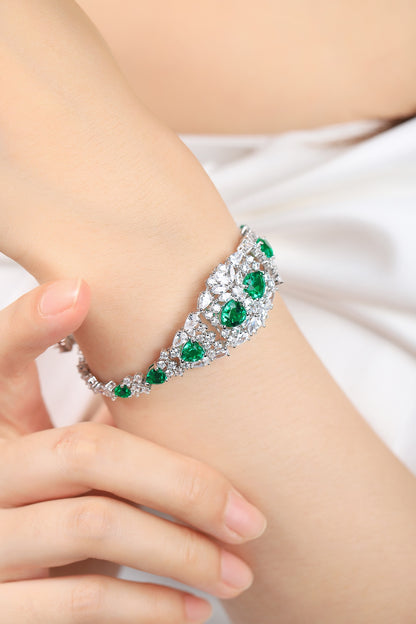Pirmiana New Custom Design S925 Silver 5.32ct Lab Grown Emerald Bracelet Fashion Jewwelry for Party Gift