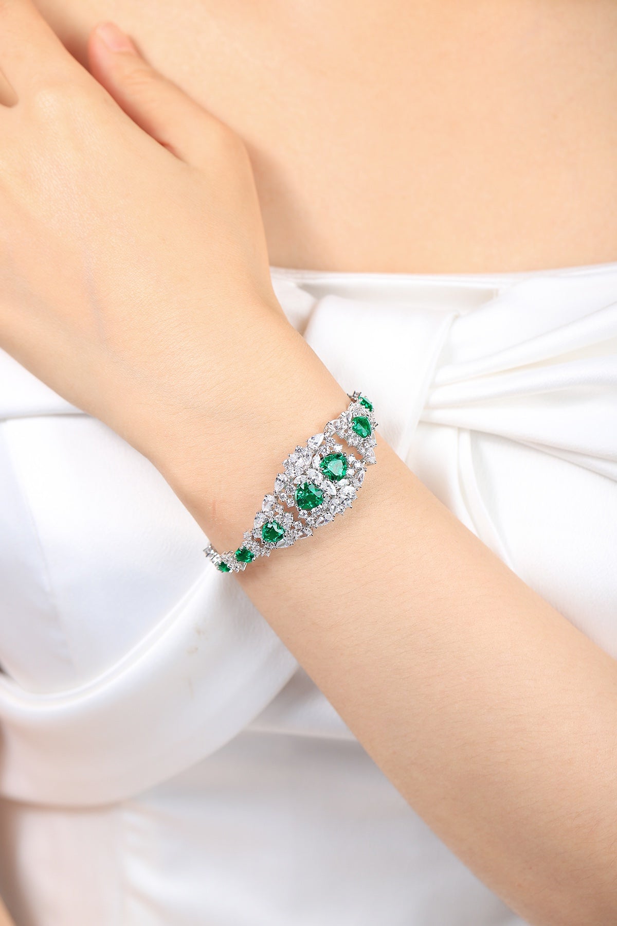 Pirmiana New Custom Design S925 Silver 5.32ct Lab Grown Emerald Bracelet Fashion Jewwelry for Party Gift