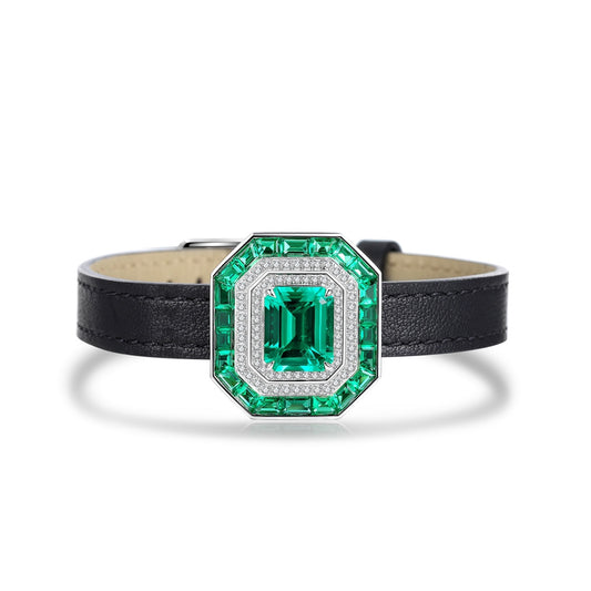 Pirmiana New Custom Design S925 Silver 4.324ct Lab Grown Emerald Bracelet Fashion Jewwelry for Party Gift