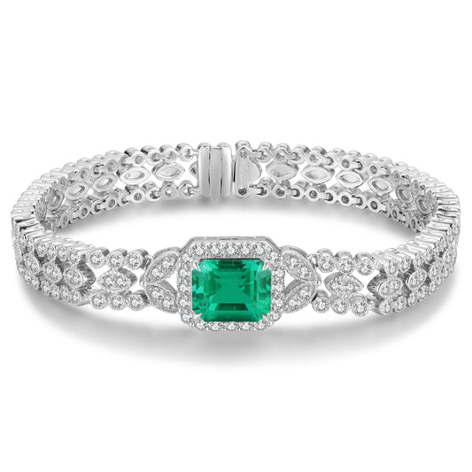 Pirmiana New Custom Design S925 Silver 2.84ct Lab Grown Emerald Bracelet Fashion Jewwelry for Party Gift