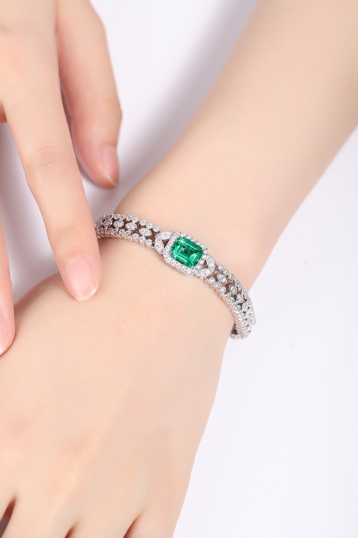Pirmiana New Custom Design S925 Silver 2.84ct Lab Grown Emerald Bracelet Fashion Jewwelry for Party Gift