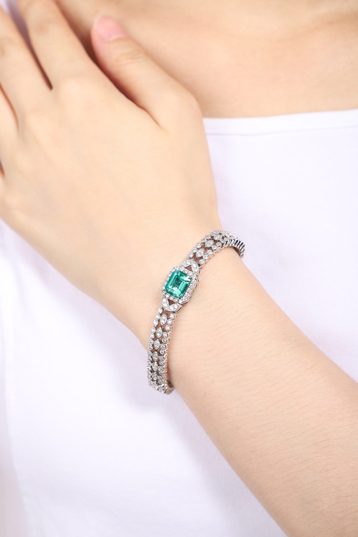 Pirmiana New Custom Design S925 Silver 2.84ct Lab Grown Emerald Bracelet Fashion Jewwelry for Party Gift