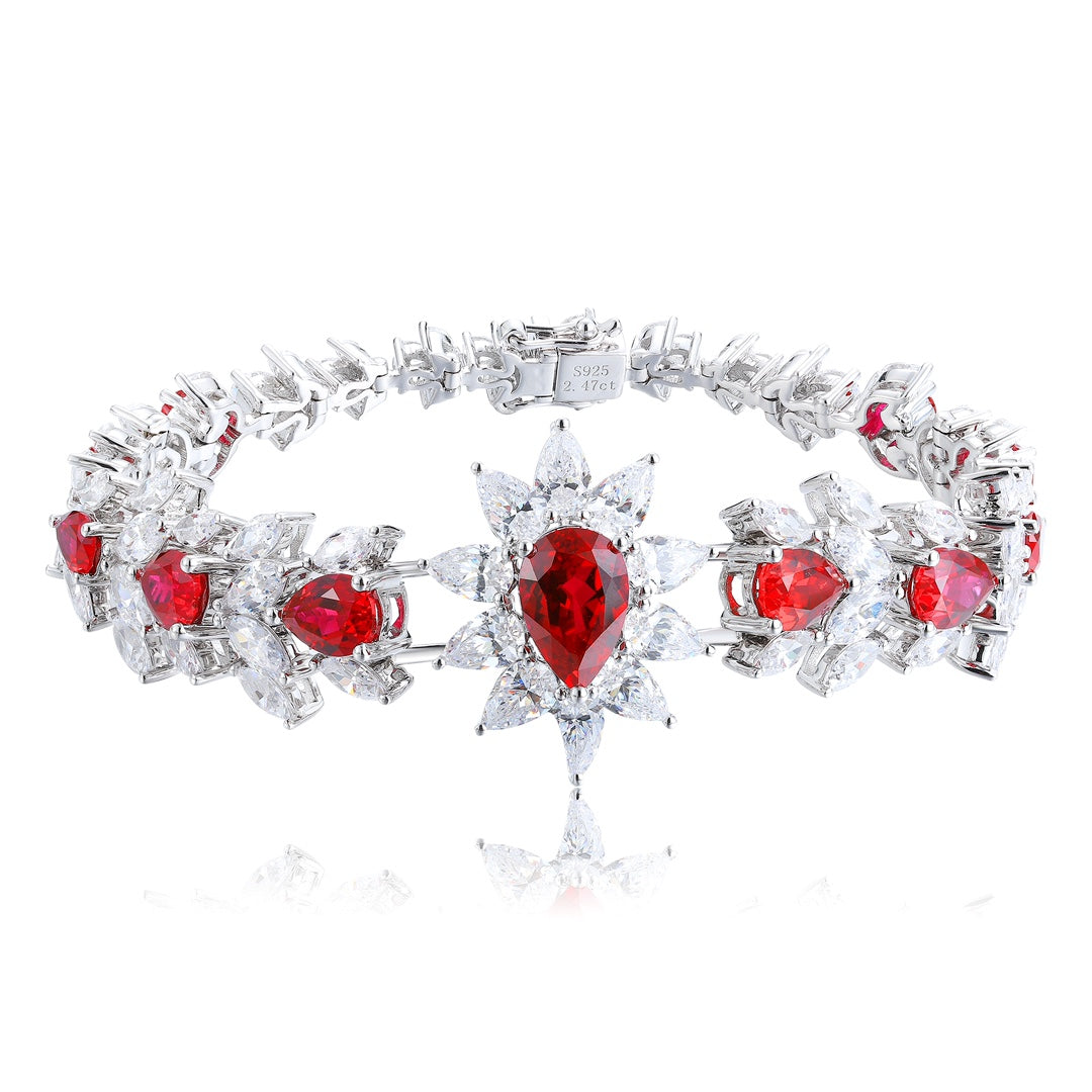 Pirmiana New S925 Silver 8.35ct Lad Grown Ruby Bracelet High Fine Jewelry for Women Party Gift