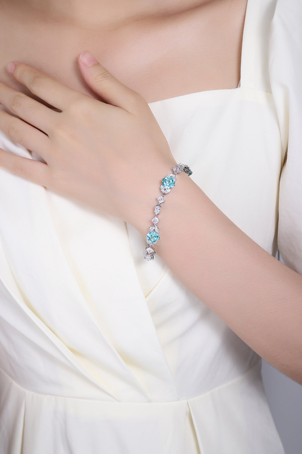Pirmiana 2024 Hot Sale S925 Silver 15.87ct Lab Grown Paraiba Bracelet Engagement Women