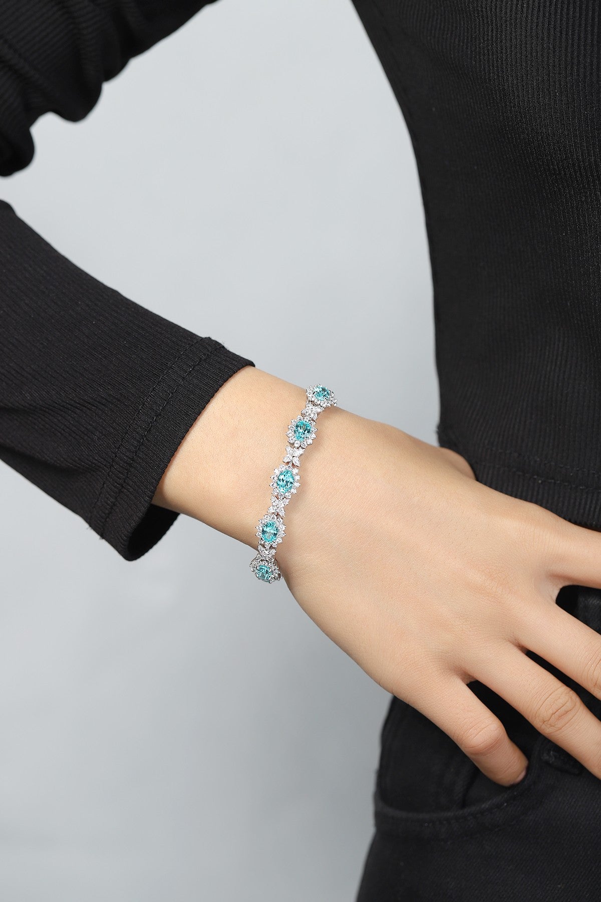 Pirmiana 2024 Hot Sale S925 Silver 14.15ct Lab Grown Paraiba Bracelet Engagement Women