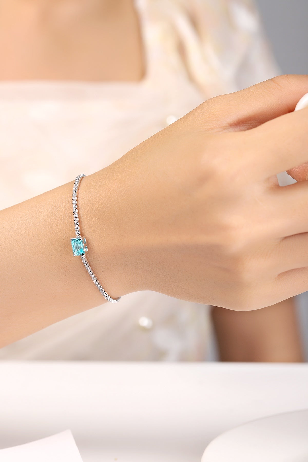 Pirmiana 2024 Hot Sale S925 Silver 1.51ct Lab Grown Paraiba Bracelet Engagement Women