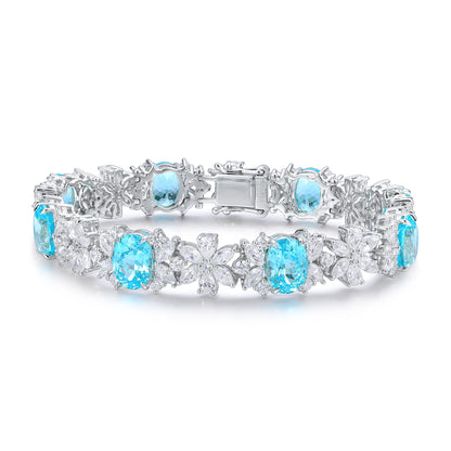 Pirmiana 2024 Hot Sale S925 Silver 15.79ct Lab Grown Paraiba Bracelet Engagement Women