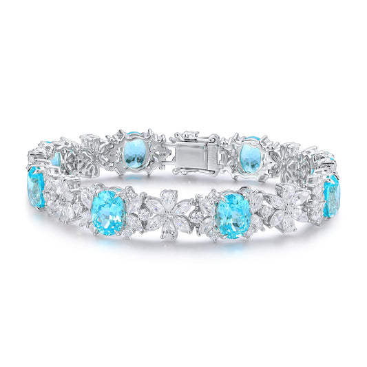 Pirmiana 2024 Hot Sale S925 Silver 15.79ct Lab Grown Paraiba Bracelet Engagement Women