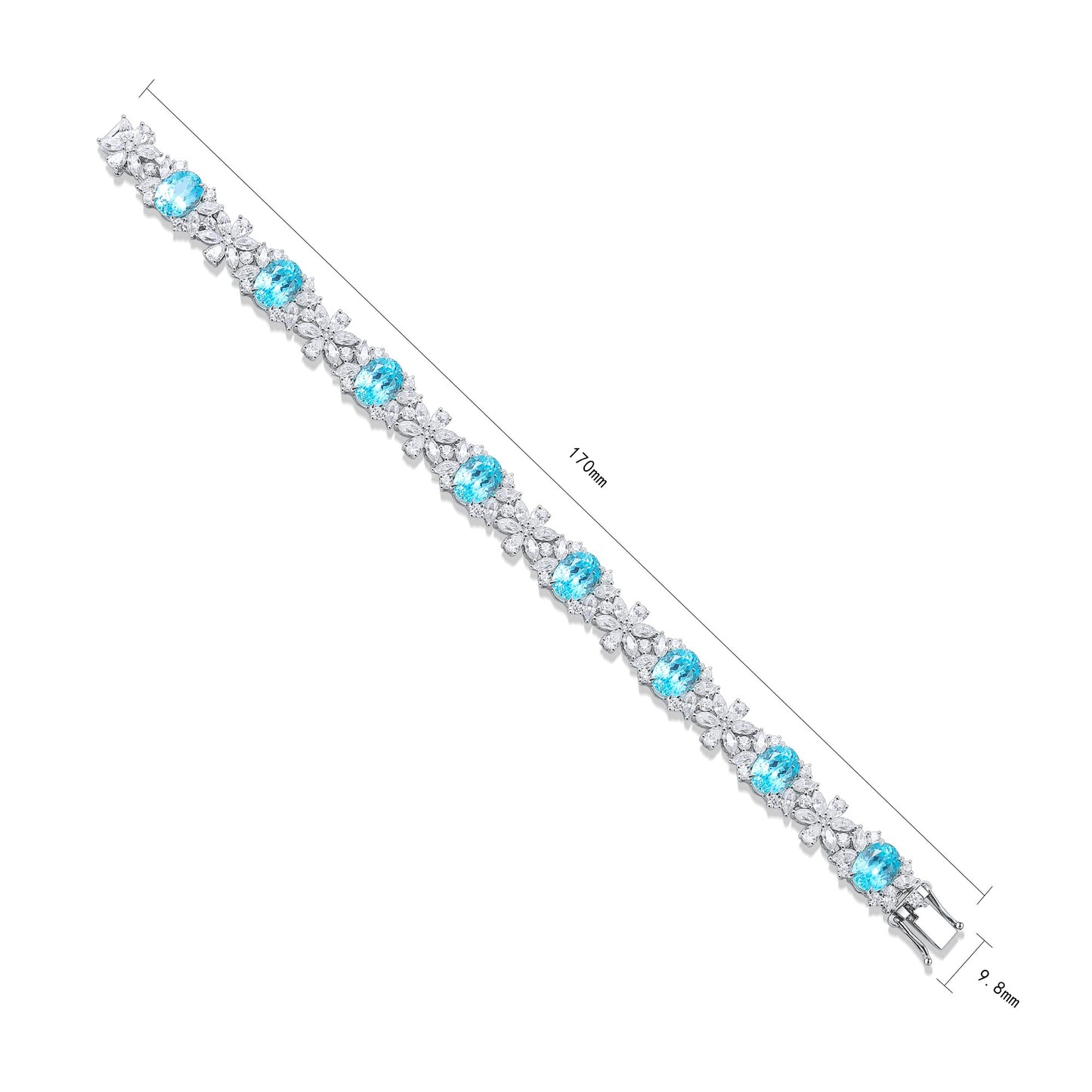 Pirmiana 2024 Hot Sale S925 Silver 15.79ct Lab Grown Paraiba Bracelet Engagement Women