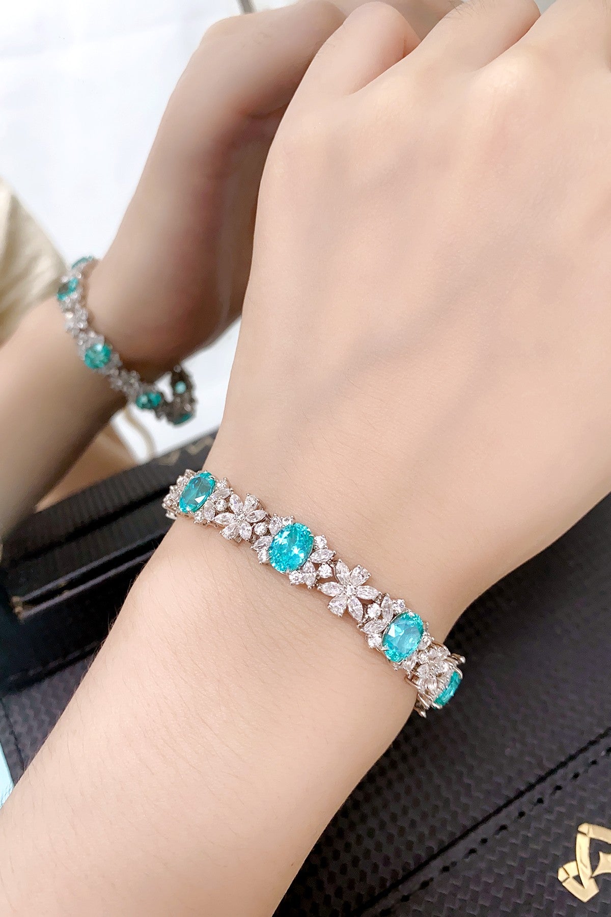Pirmiana 2024 Hot Sale S925 Silver 15.79ct Lab Grown Paraiba Bracelet Engagement Women