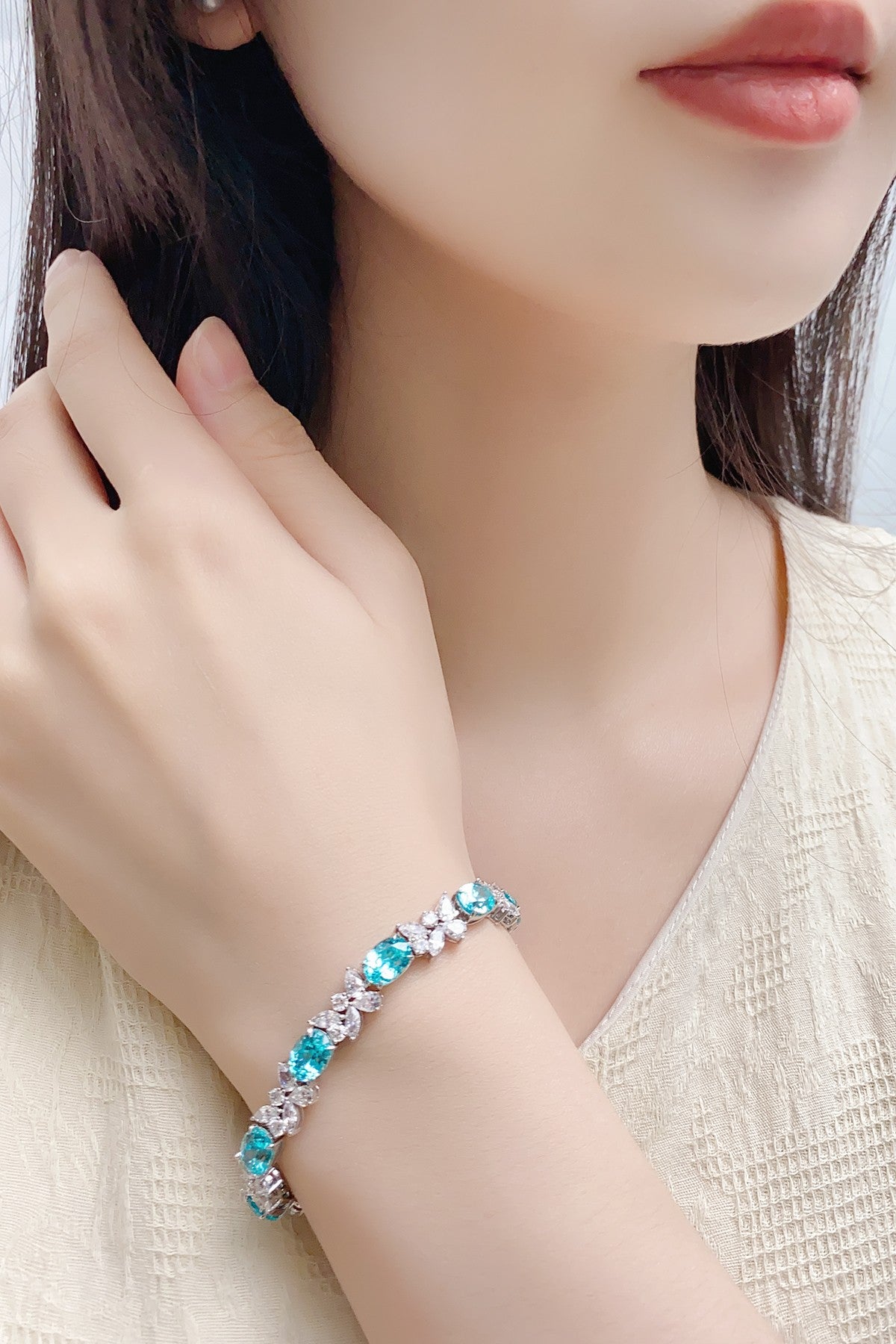 Pirmiana 2024 Hot Sale S925 Silver 20.7ct Lab Grown Paraiba Bracelet Engagement Women