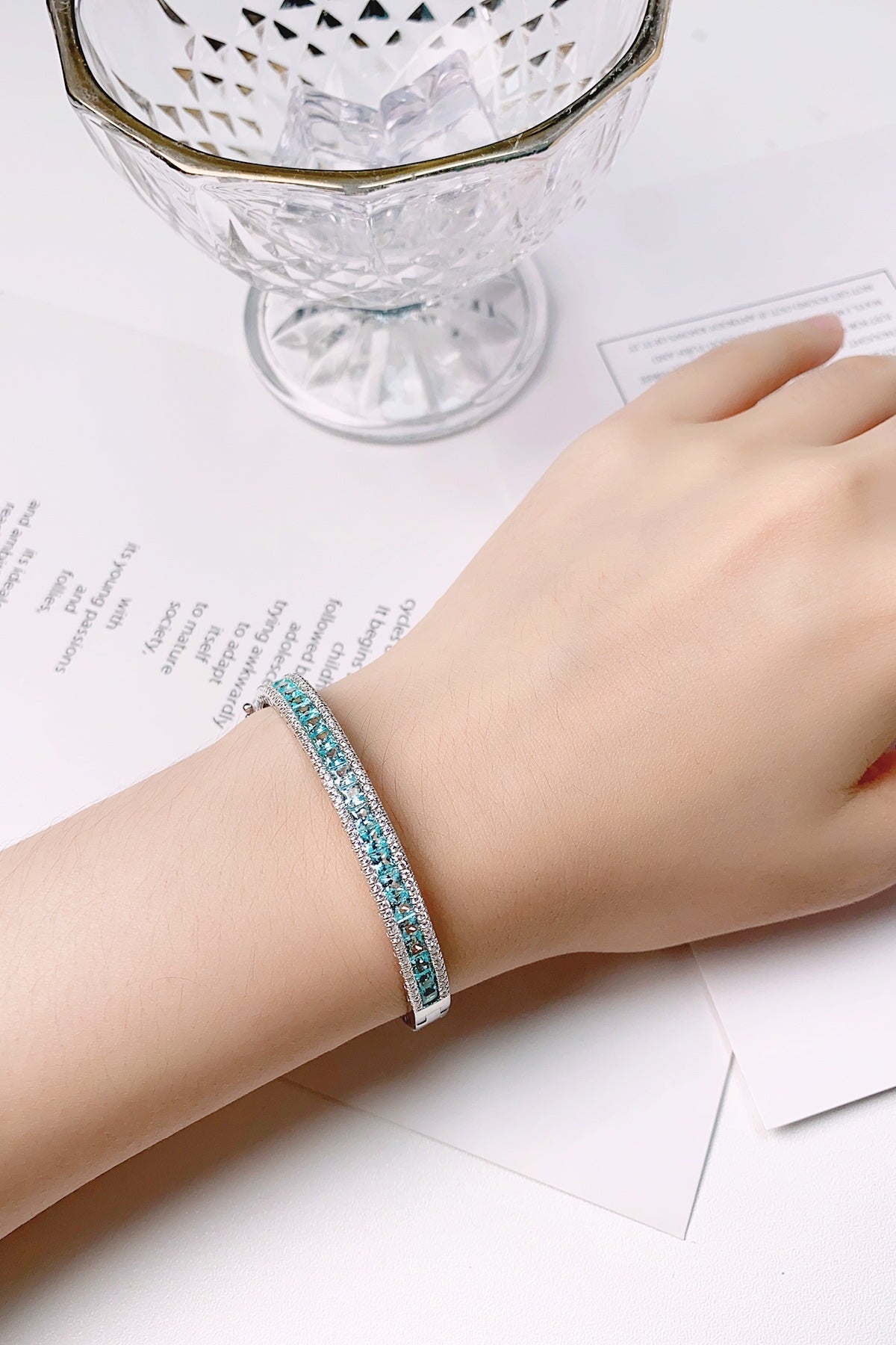 Pirmiana 2024 Hot Sale S925 Silver 16.398ct Lab Grown Paraiba Bracelet Engagement Women