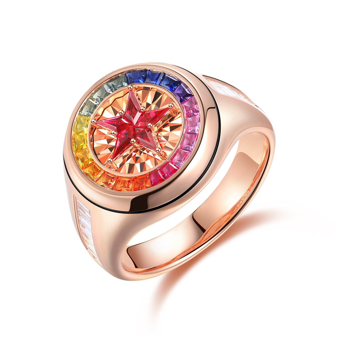 Pirmiana 2024 Hot Sale S925 Silver 0.32ct Lab Grown Sapphire Rainbow Ring Women Engagement Fashion Finger Gemstone Jewelry