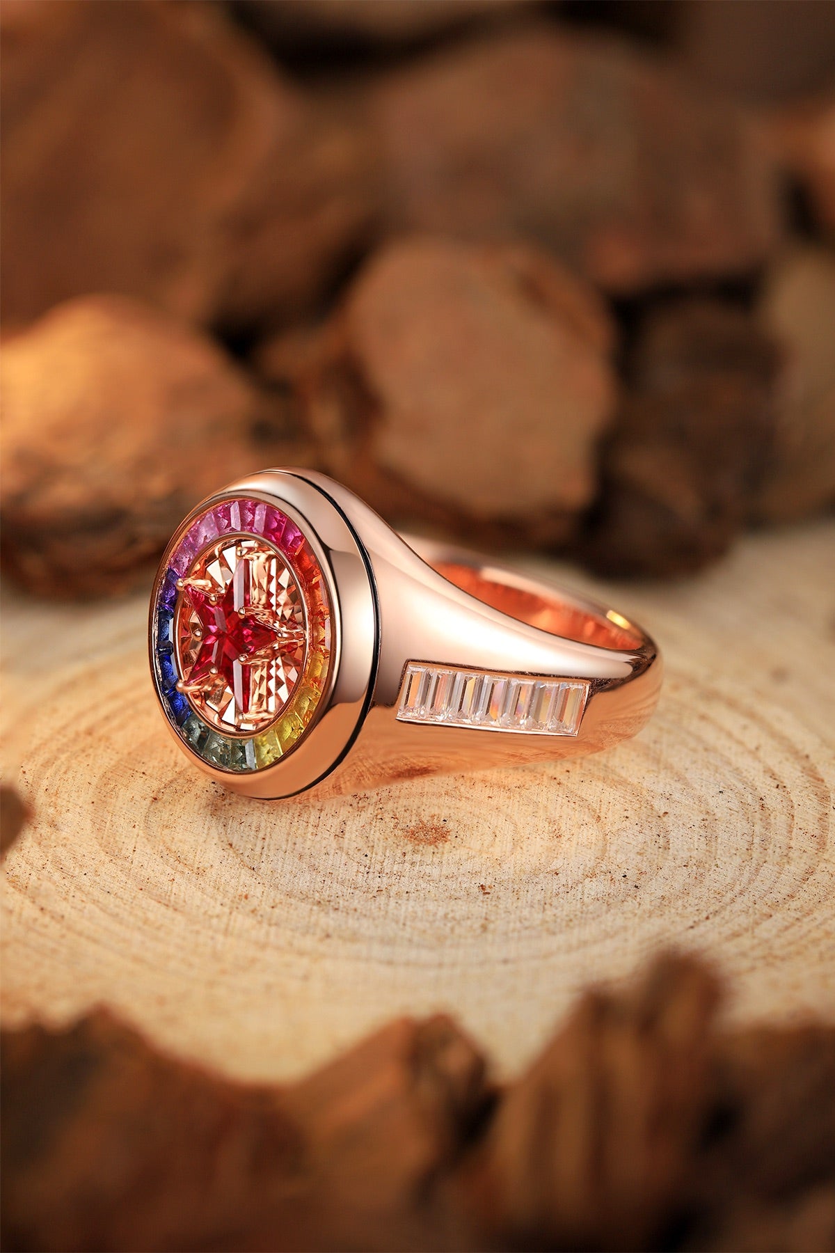 Pirmiana 2024 Hot Sale S925 Silver 0.32ct Lab Grown Sapphire Rainbow Ring Women Engagement Fashion Finger Gemstone Jewelry