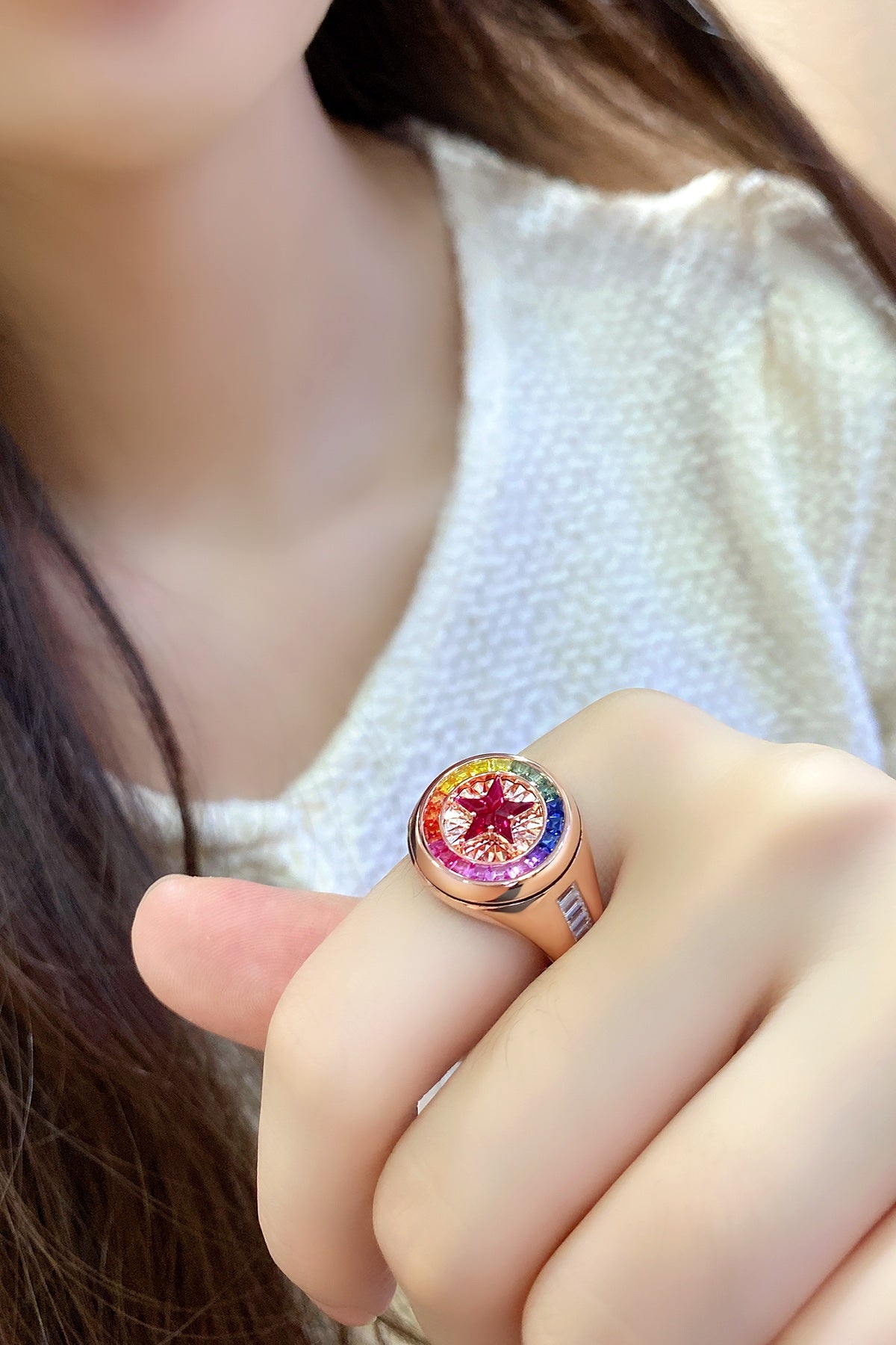Pirmiana 2024 Hot Sale S925 Silver 0.32ct Lab Grown Sapphire Rainbow Ring Women Engagement Fashion Finger Gemstone Jewelry