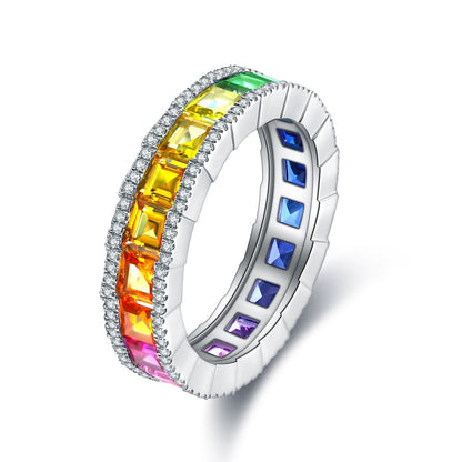 Pirmiana 2024 Hot Sale S925 Silver 3.47ct Lab Grown Sapphire Rainbow Ring Women Engagement Fashion Finger Gemstone Jewelry