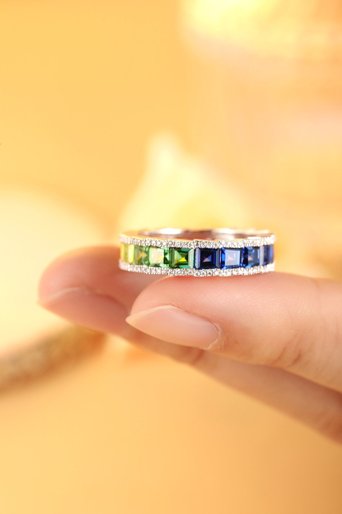 Pirmiana 2024 Hot Sale S925 Silver 3.47ct Lab Grown Sapphire Rainbow Ring Women Engagement Fashion Finger Gemstone Jewelry