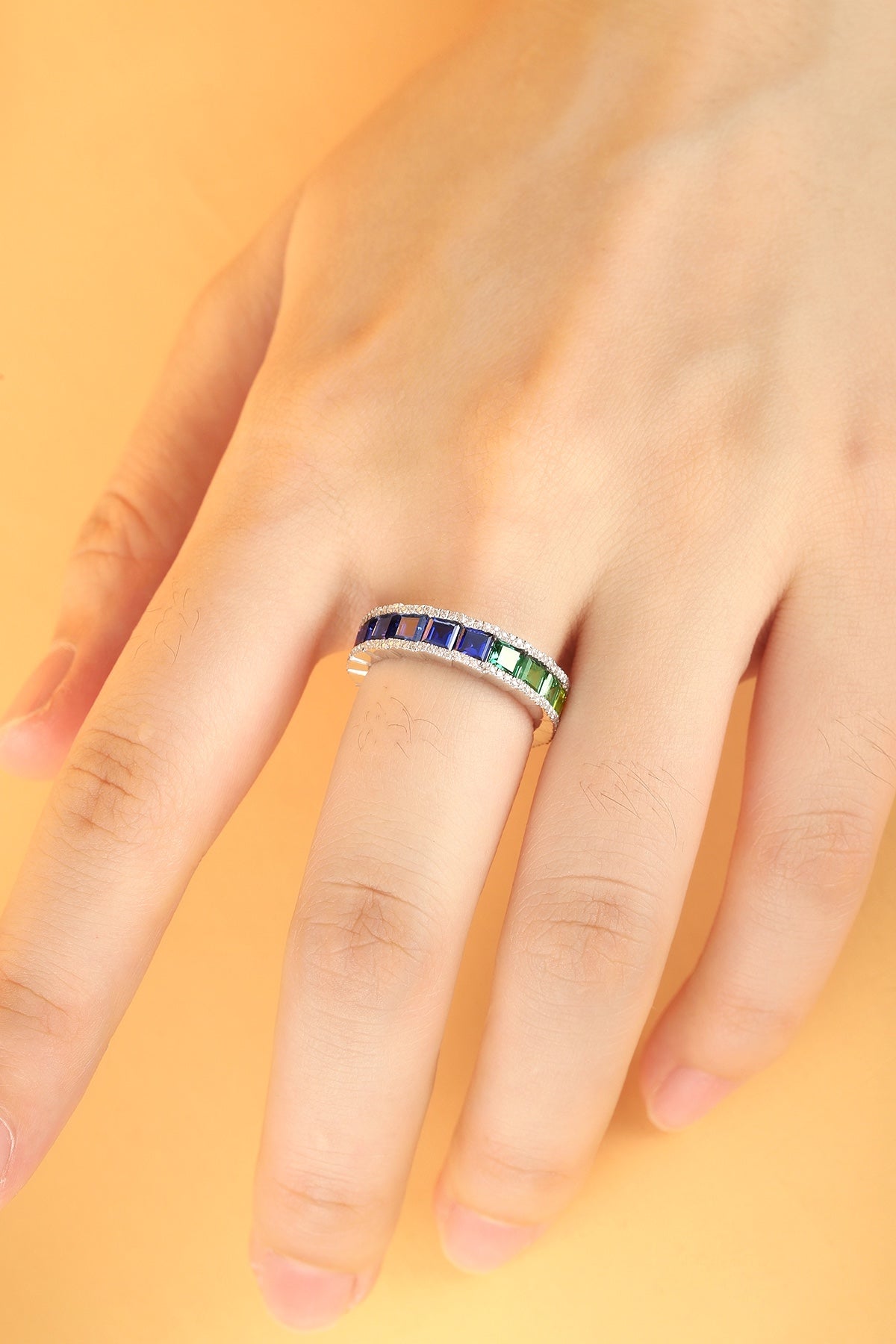 Pirmiana 2024 Hot Sale S925 Silver 3.47ct Lab Grown Sapphire Rainbow Ring Women Engagement Fashion Finger Gemstone Jewelry