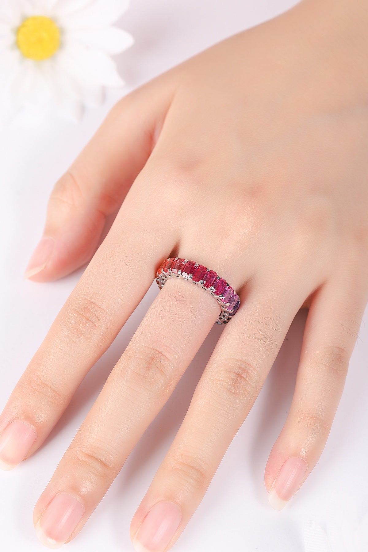 Pirmiana 2024 Hot Sale S925 Silver 7.4ct Lab Grown Sapphire Rainbow Ring Women Engagement Fashion Finger Gemstone Jewelry
