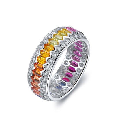 Pirmiana 2024 Hot Sale S925 Silver 2.18ct Lab Grown Sapphire Rainbow Ring Women Engagement Fashion Finger Gemstone Jewelry