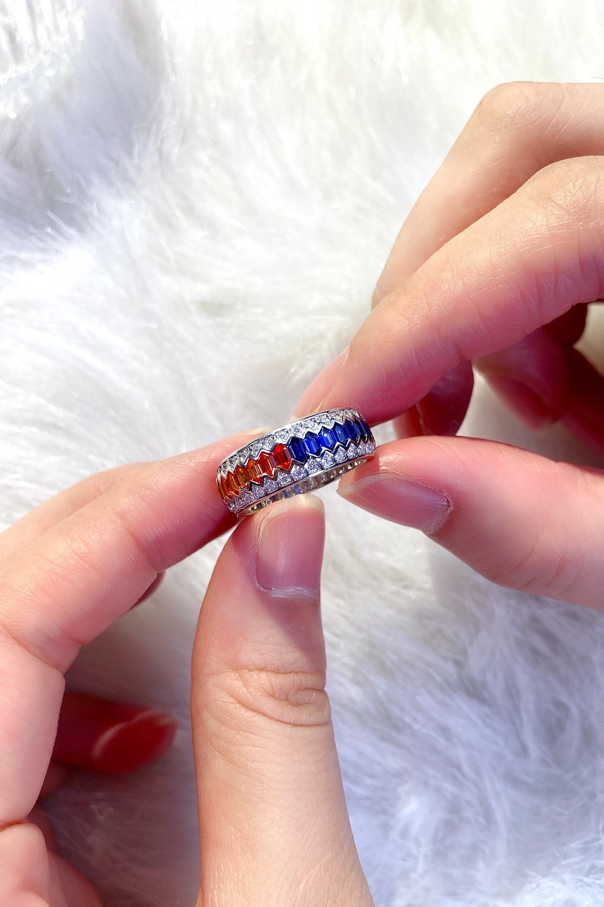 Pirmiana 2024 Hot Sale S925 Silver 2.18ct Lab Grown Sapphire Rainbow Ring Women Engagement Fashion Finger Gemstone Jewelry