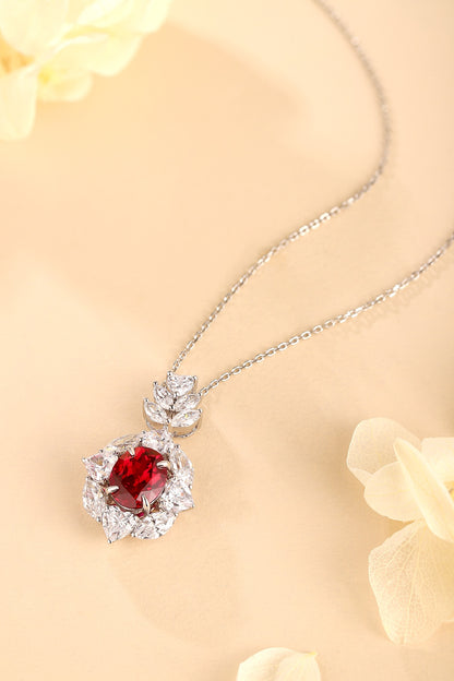 Pirmiana New S925 Silver 3.5ct Lad Grown Ruby Necklace High Fine Jewelry for Women Party Gift