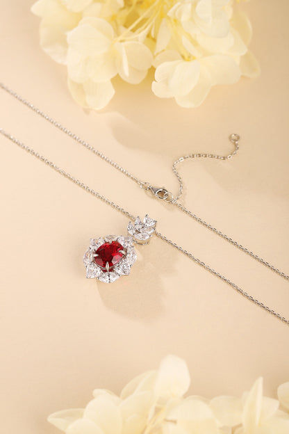 Pirmiana New S925 Silver 3.5ct Lad Grown Ruby Necklace High Fine Jewelry for Women Party Gift