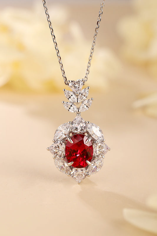 Pirmiana New S925 Silver 3.5ct Lad Grown Ruby Necklace High Fine Jewelry for Women Party Gift