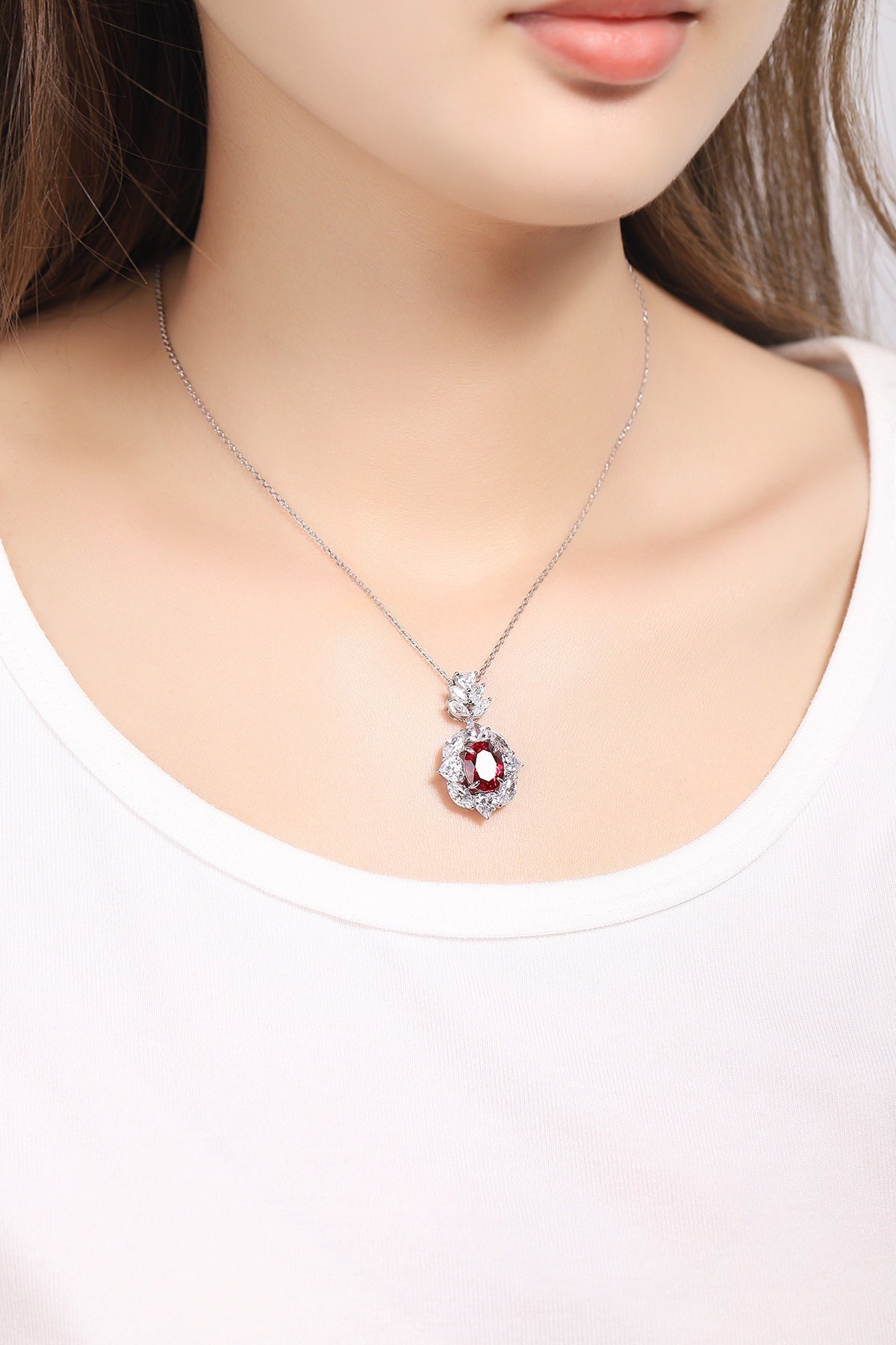 Pirmiana New S925 Silver 3.5ct Lad Grown Ruby Necklace High Fine Jewelry for Women Party Gift